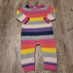 Gap Baby Girl's Pink Rainbow Knit Jumpsuit Size 6-12M